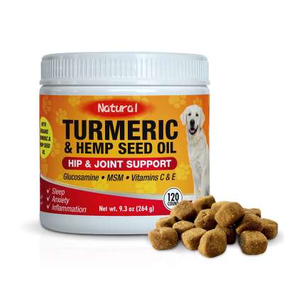 Organic Dog Hip & Joint Supplement Turmeric Glucosamine Hemp Soft Chews